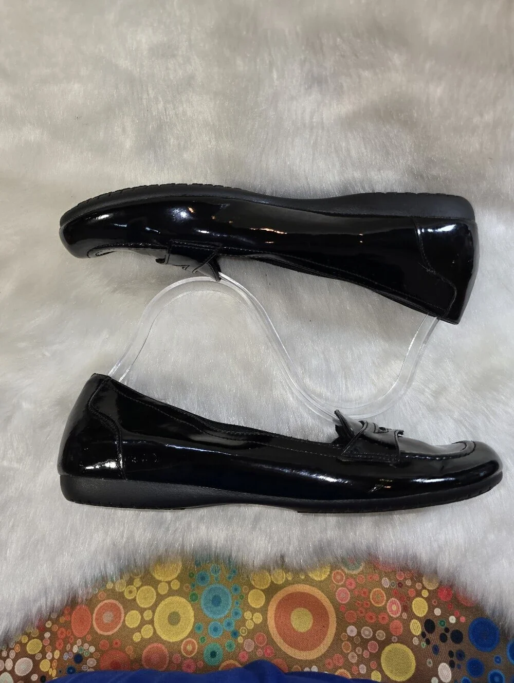Predictions Safe-T-step Womens Black Patent Slip-on Loafers